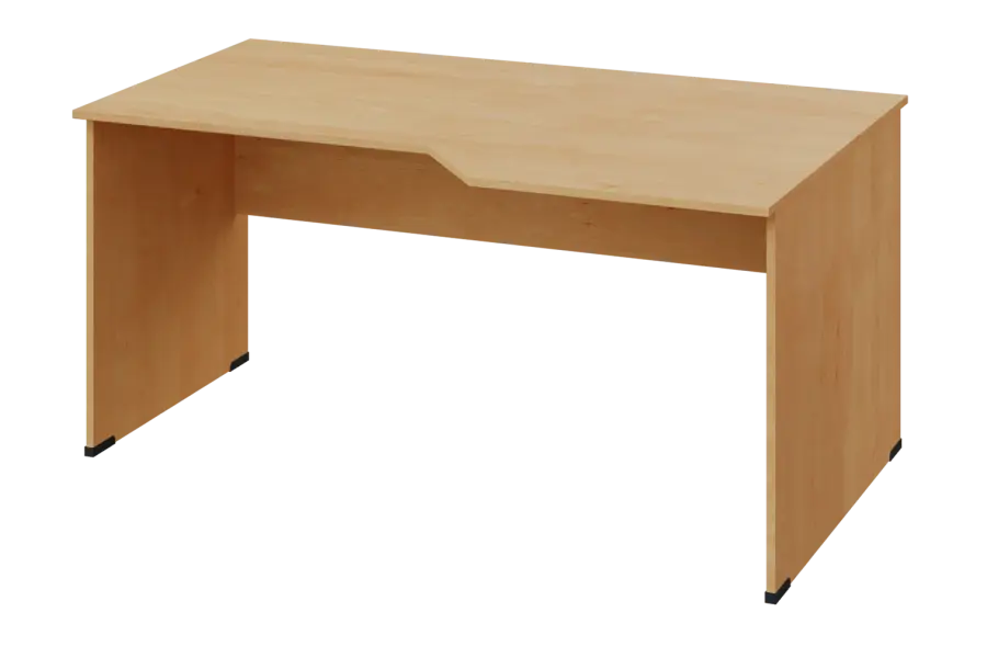 EZL 28 - 166 stůl kancelářský, rohový, pravý, dřevěná podnož, deska 25 mm, široký 1600 mm, javor horský
