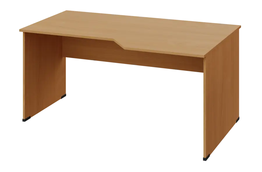 EZL 28 - 166 stůl kancelářský, rohový, pravý, dřevěná podnož, deska 25 mm, široký 1600 mm, buk Royal