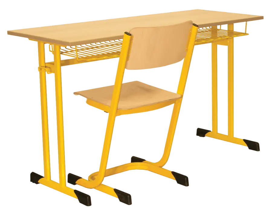 ŠTĚPÁN 2, lavice 2-místná pevná, velikost 7, koš RAL 1028 - žlutá