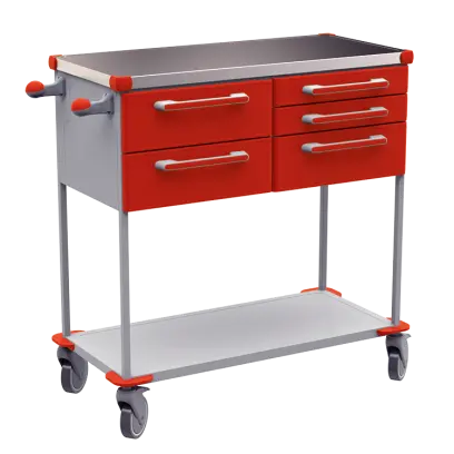 ASSIST 407 vozík zdravotnický, plast ABS, červená