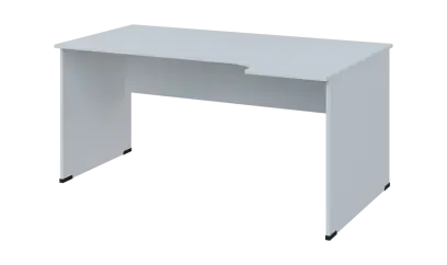 TR 8 - 164 stůl kancelářský, rohový, pravý, dřevěná podnož, deska 18 mm, široký 1600 mm, bílá