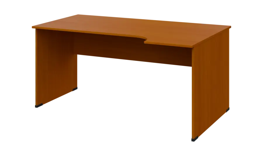 TR 8 - 164 stůl kancelářský, rohový, pravý, dřevěná podnož, deska 18 mm, široký 1600 mm, třešeň šumavská