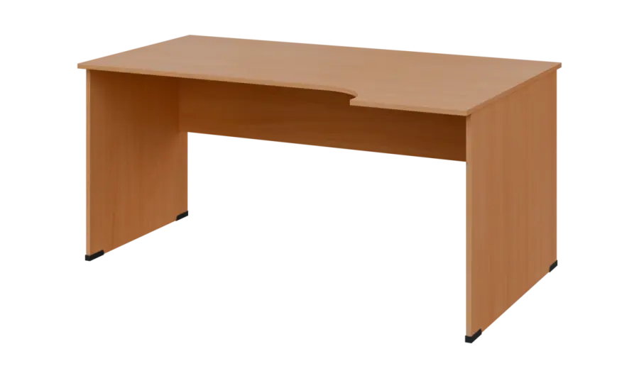 TR 8 - 164 stůl kancelářský, rohový, pravý, dřevěná podnož, deska 18 mm, široký 1600 mm, buk royal