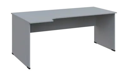 TR 8 - 184 stůl kancelářský, rohový, levý, dřevěná podnož, deska 18 mm, široký 1800 mm, šedá