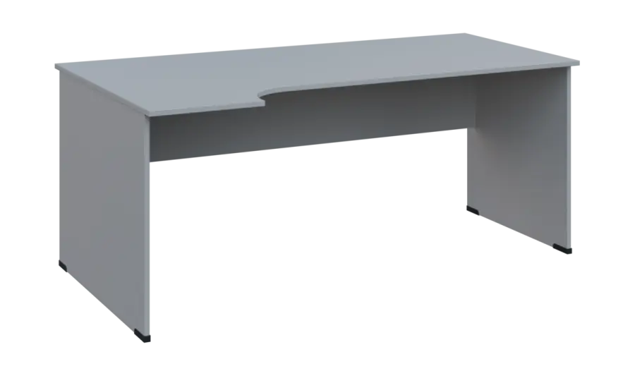 TR 8 - 184 stůl kancelářský, rohový, levý, dřevěná podnož, deska 18 mm, široký 1800 mm, šedá
