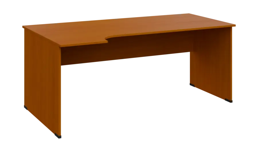 TR 8 - 184 stůl kancelářský, rohový, levý, dřevěná podnož, deska 18 mm, široký 1800 mm, třešeň šumavská