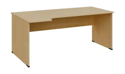 TR 8 - 184 stůl kancelářský, rohový, levý, dřevěná podnož, deska 18 mm, široký 1800 mm, javor horský