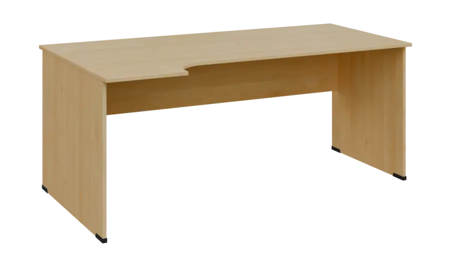 TR 8 - 184 stůl kancelářský, rohový, levý, dřevěná podnož, deska 18 mm, široký 1800 mm, javor horský
