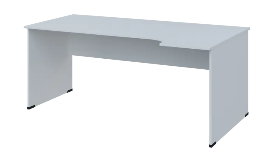 TR 8 - 184 stůl kancelářský, rohový, pravý, dřevěná podnož, deska 18 mm, široký 1800 mm, bílá