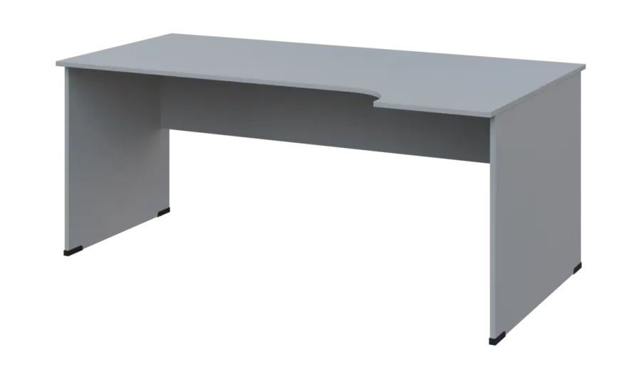 TR 8 - 184 stůl kancelářský, rohový, pravý, dřevěná podnož, deska 18 mm, široký 1800 mm, šedá
