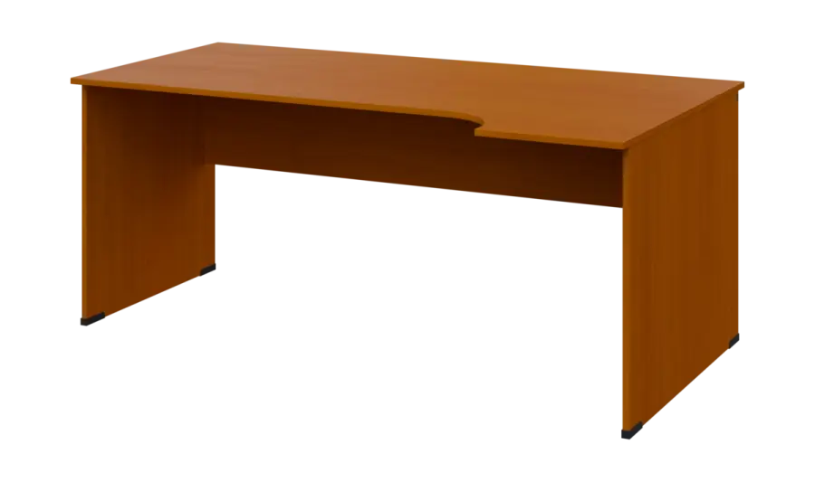 TR 8 - 184 stůl kancelářský, rohový, pravý, dřevěná podnož, deska 18 mm, široký 1800 mm, třešeň šumavská