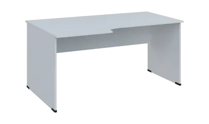 TR 8 - 166 stůl kancelářský, rohový, levý, dřevěná podnož, deska 18 mm, široký 1600 mm, bílá