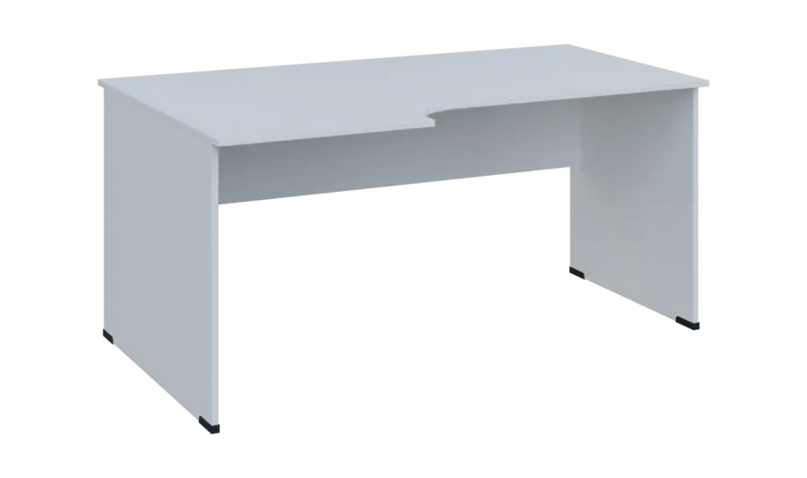 TR 8 - 166 stůl kancelářský, rohový, levý, dřevěná podnož, deska 18 mm, široký 1600 mm, bílá