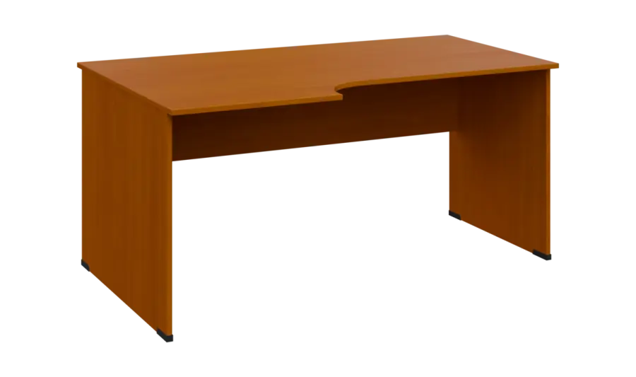 TR 8 - 166 stůl kancelářský, rohový, levý, dřevěná podnož, deska 18 mm, široký 1600 mm, třešeň šumavská