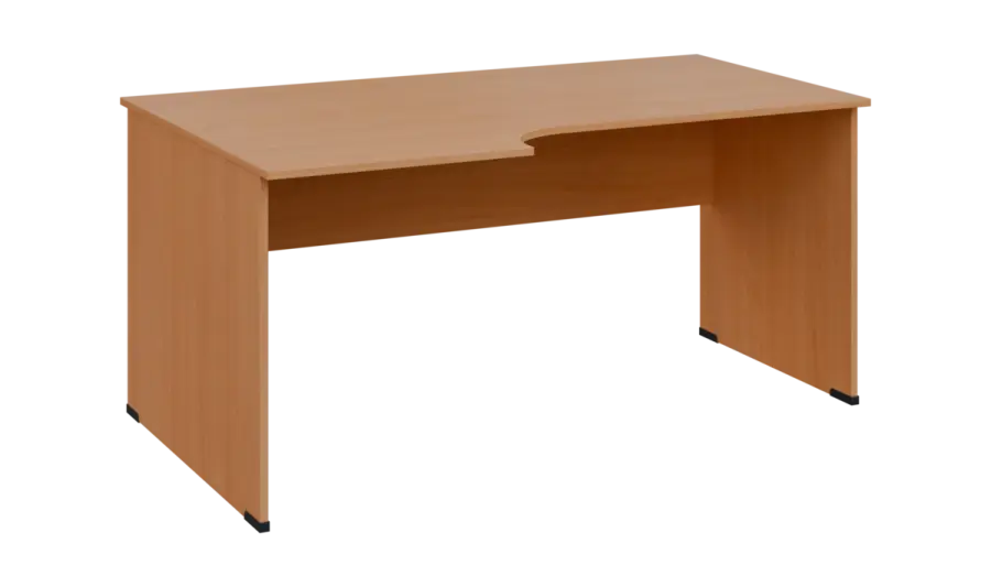 TR 8 - 166 stůl kancelářský, rohový, levý, dřevěná podnož, deska 18 mm, široký 1600 mm, buk royal