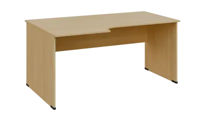 TR 8 - 166 stůl kancelářský, rohový, levý, dřevěná podnož, deska 18 mm, široký 1600 mm, javor horský