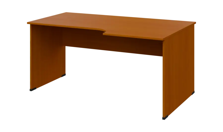 TR 8 - 166 stůl kancelářský, rohový, pravý, dřevěná podnož, deska 18 mm, široký 1600 mm, třešeň šumavská