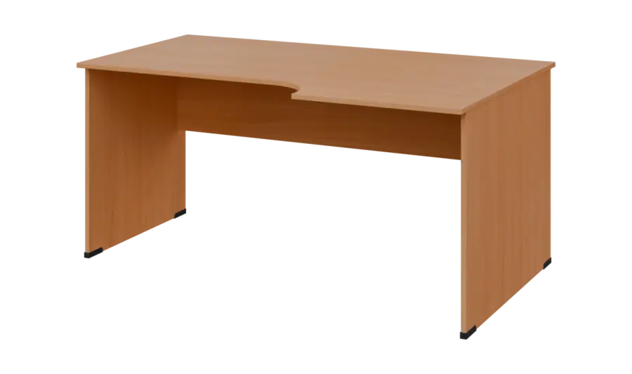 TR 8 - 166 stůl kancelářský, rohový, pravý, dřevěná podnož, deska 18 mm, široký 1600 mm, buk royal