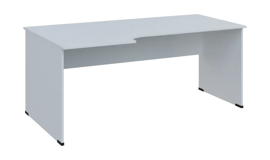 TR 8 - 186 stůl kancelářský, rohový, levý, dřevěná podnož, deska 18 mm, široký 1800 mm, bílá
