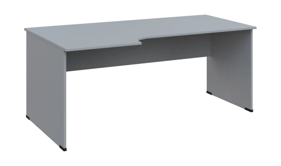 TR 8 - 186 stůl kancelářský, rohový, levý, dřevěná podnož, deska 18 mm, široký 1800 mm, šedá