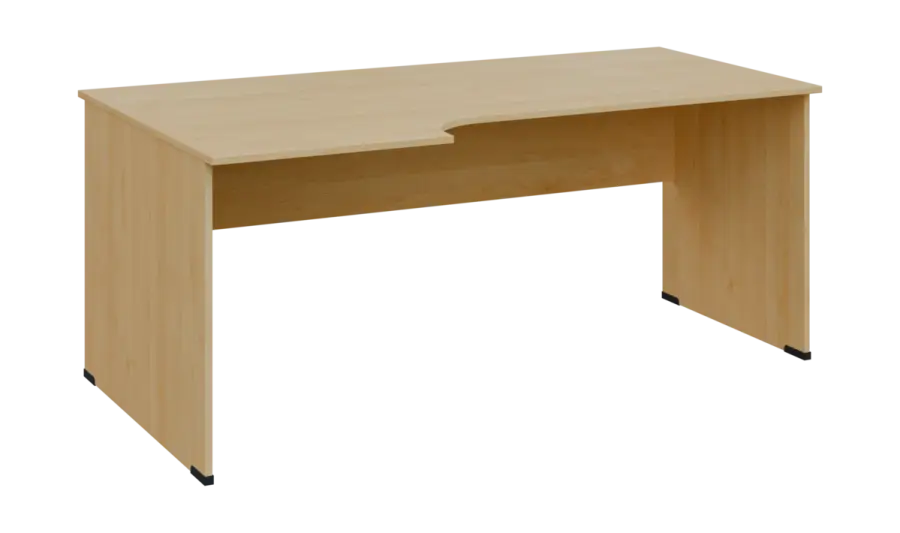 TR 8 - 186 stůl kancelářský, rohový, levý, dřevěná podnož, deska 18 mm, široký 1800 mm, javor horský