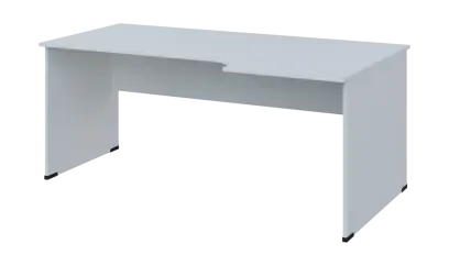 TR 8 - 186 stůl kancelářský, rohový, pravý, dřevěná podnož, deska 18 mm, široký 1800 mm, bílá
