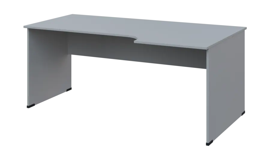 TR 8 - 186 stůl kancelářský, rohový, pravý, dřevěná podnož, deska 18 mm, široký 1800 mm, šedá