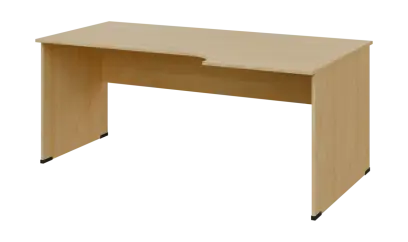 TR 8 - 186 stůl kancelářský, rohový, pravý, dřevěná podnož, deska 18 mm, široký 1800 mm, javor horský