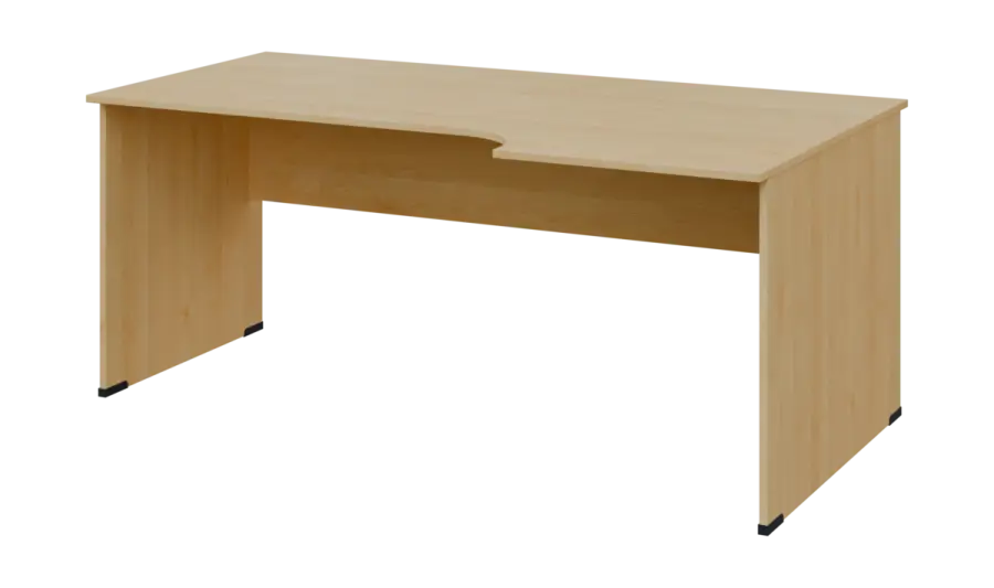 TR 8 - 186 stůl kancelářský, rohový, pravý, dřevěná podnož, deska 18 mm, široký 1800 mm, javor horský