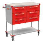 ASSIST 405 vozík zdravotnický, plast ABS, červená