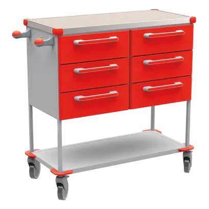 ASSIST 405 vozík zdravotnický, plast ABS, červená