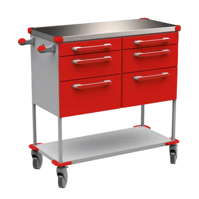 ASSIST 406 vozík zdravotnický, plast ABS, červená