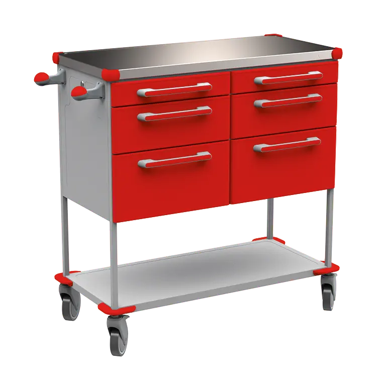 ASSIST 406 vozík zdravotnický, plast ABS, červená