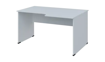 TR 8 - 146 stůl kancelářský, rohový, pravý, dřevěná podnož, deska 18 mm, široký 1400 mm, bílá