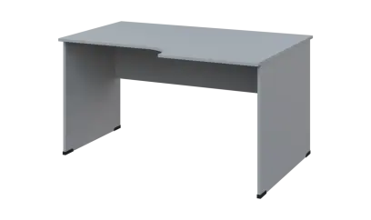 TR 8 - 146 stůl kancelářský, rohový, pravý, dřevěná podnož, deska 18 mm, široký 1400 mm, šedá