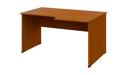 TR 8 - 146 stůl kancelářský, rohový, pravý, dřevěná podnož, deska 18 mm, široký 1400 mm, třešeň šumavská