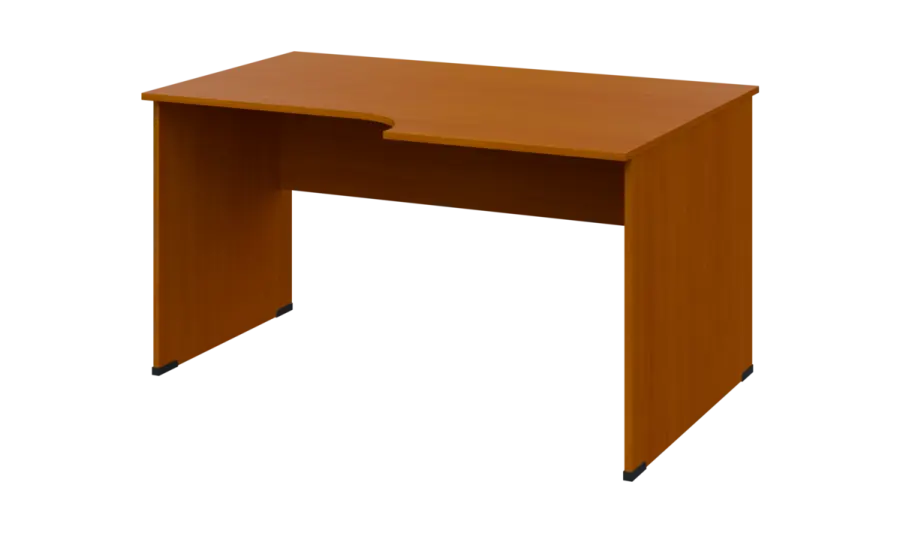 TR 8 - 146 stůl kancelářský, rohový, pravý, dřevěná podnož, deska 18 mm, široký 1400 mm, třešeň šumavská