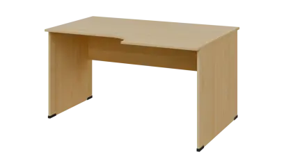 TR 8 - 146 stůl kancelářský, rohový, pravý, dřevěná podnož, deska 18 mm, široký 1400 mm, javor horský