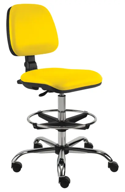ELLA - V židle provozní, kříž chrom, koženka AN 036 - koženka žlutá