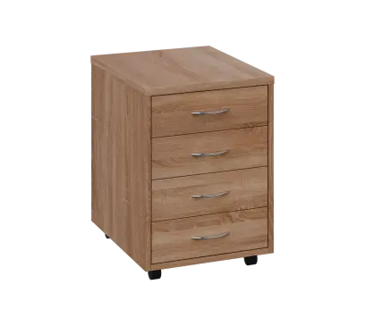 OK - V1 kontejner pojízdný, 4-zásuvkový, deska 25 mm, bez zámku, dub bardolino