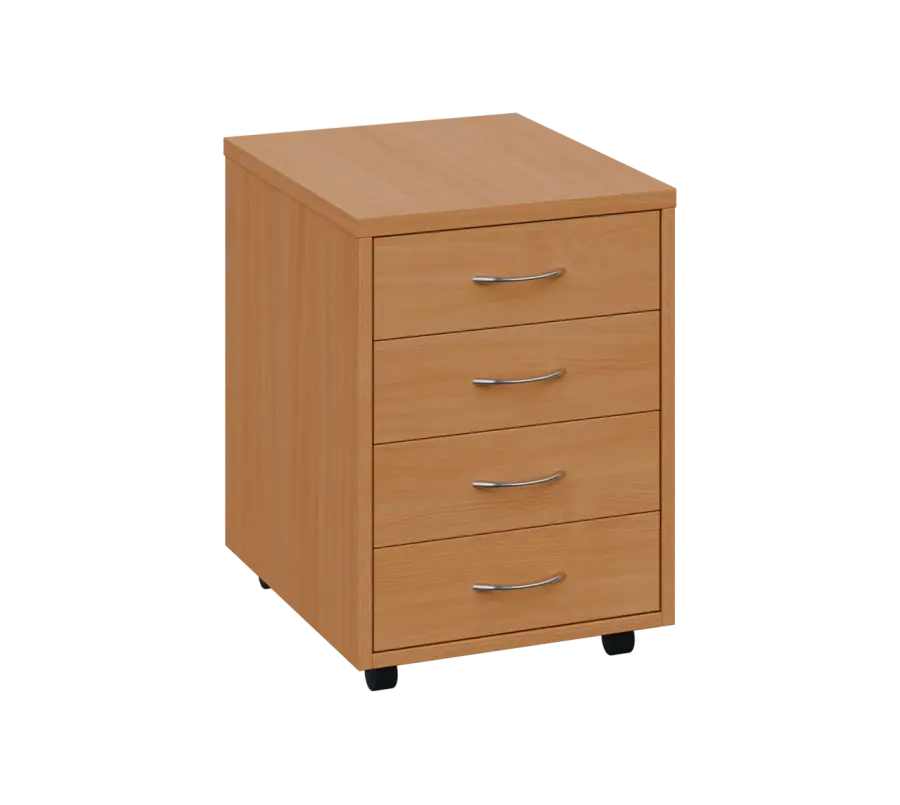 OK - V1 kontejner pojízdný, 4-zásuvkový, deska 25 mm, bez zámku, buk royal