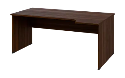 ORL 28 - 184 stůl kancelářský, rohový, pravý, dřevěná podnož, deska 25 mm, široký 1800 mm, ořech královský