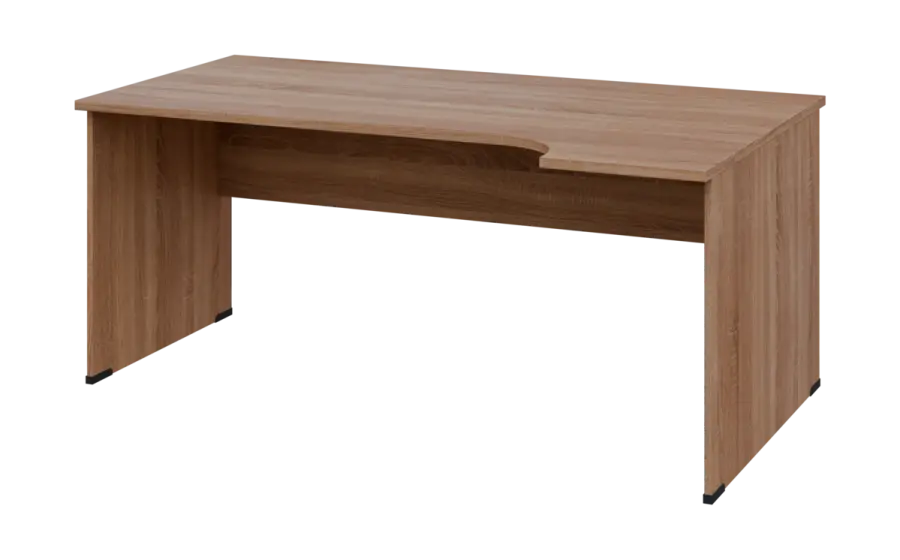 ORL 28 - 184 stůl kancelářský, rohový, pravý, dřevěná podnož, deska 25 mm, široký 1800 mm, dub bardolino