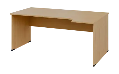 ORL 28 - 184 stůl kancelářský, rohový, pravý, dřevěná podnož, deska 25 mm, široký 1800 mm, javor horský