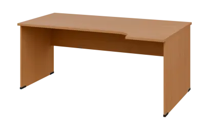 ORL 28 - 184 stůl kancelářský, rohový, pravý, dřevěná podnož, deska 25 mm, široký 1800 mm, buk royal
