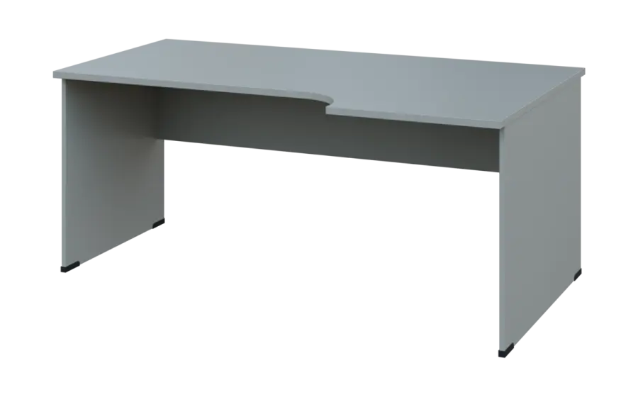 ORL 28 - 186 stůl kancelářský, rohový, pravý, dřevěná podnož, deska 25 mm, široký 1800 mm, šedá