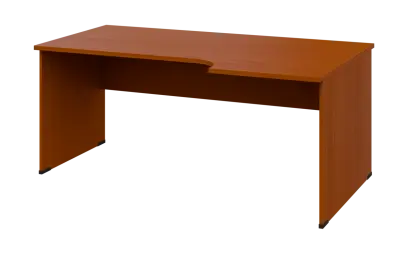 ORL 28 - 186 stůl kancelářský, rohový, pravý, dřevěná podnož, deska 25 mm, široký 1800 mm, třešeň šumavská