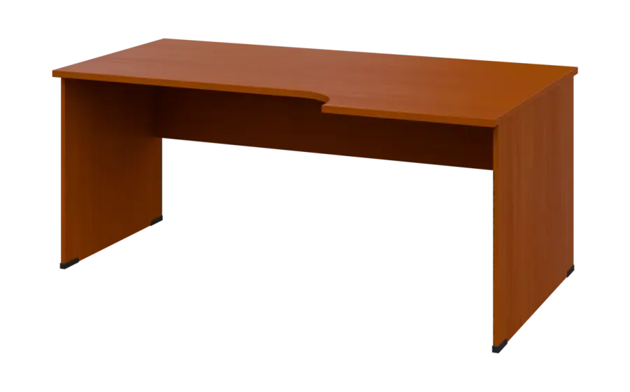 ORL 28 - 186 stůl kancelářský, rohový, pravý, dřevěná podnož, deska 25 mm, široký 1800 mm, třešeň šumavská