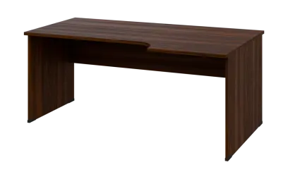 ORL 28 - 186 stůl kancelářský, rohový, pravý, dřevěná podnož, deska 25 mm, široký 1800 mm, ořech královský