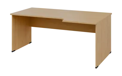 ORL 28 - 186 stůl kancelářský, rohový, pravý, dřevěná podnož, deska 25 mm, široký 1800 mm, javor horský